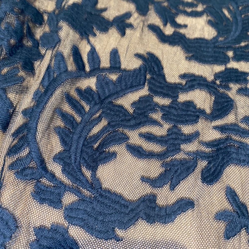Bronte Lace Overlay Nude Lining Bell Sleves Navy Blue - Picture 8 of 8